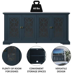 Classic Tempered Glass Design Doors TV Stand Media Console