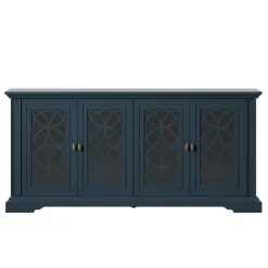 Classic Tempered Glass Design Doors TV Stand Media Console