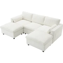 Cloud Modular Sectional Sofa with Storage Pockets and 2 Movable Ottomans