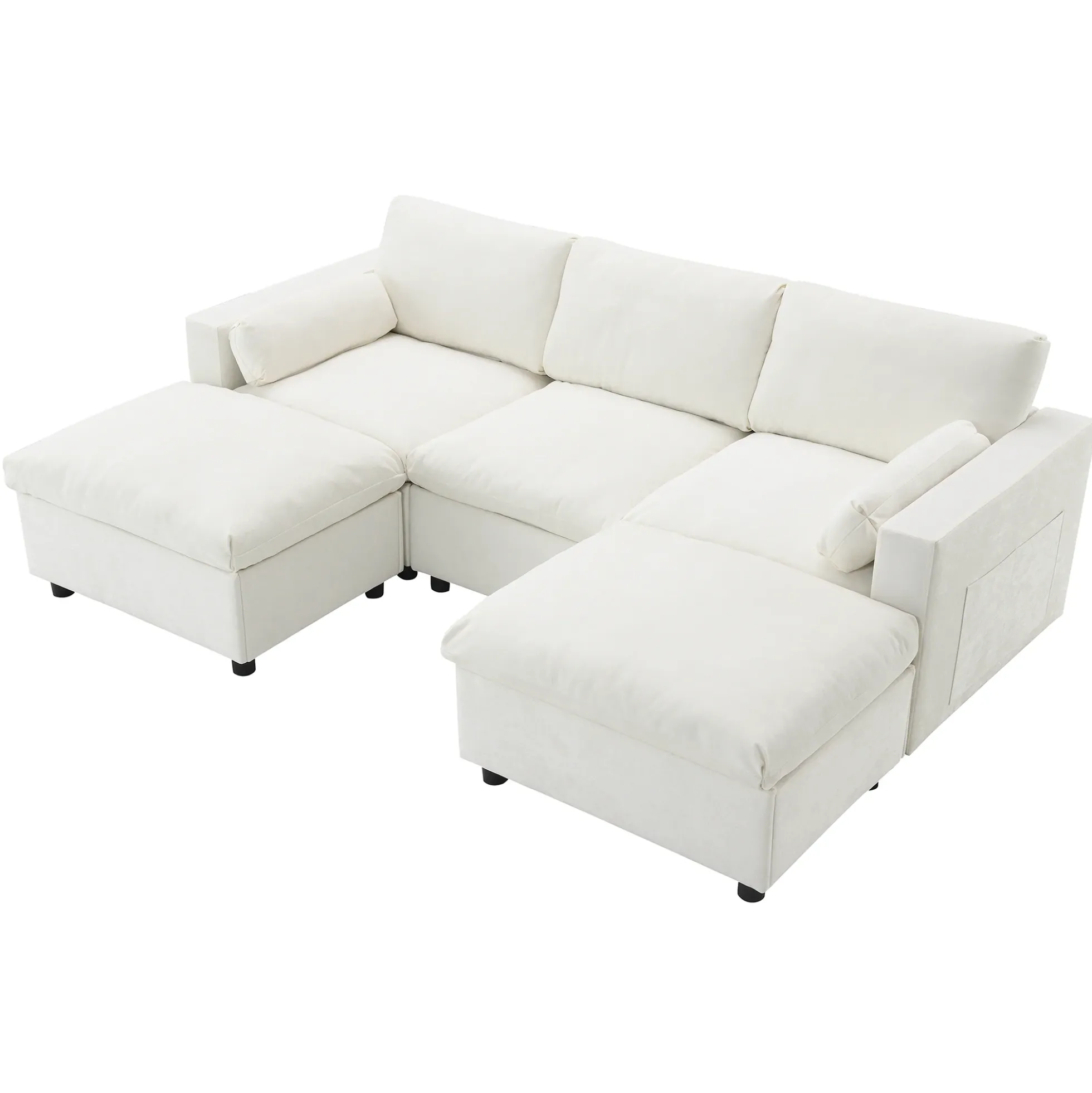 Cloud Modular Sectional Sofa with Storage Pockets and 2 Movable Ottomans