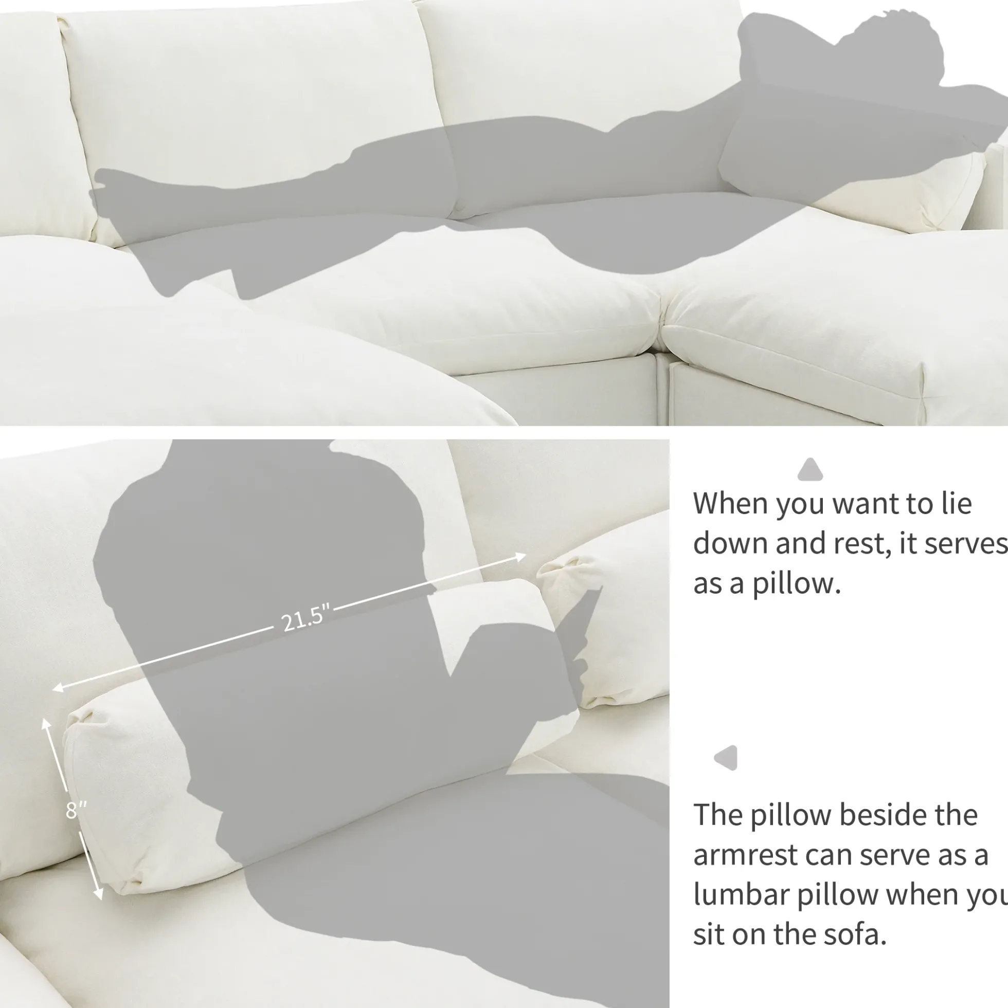 Cloud Modular Sectional Sofa with Storage Pockets and 2 Movable Ottomans