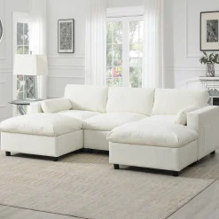 Cloud Modular Sectional Sofa with Storage Pockets and 2 Movable Ottomans