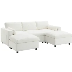 Cloud Modular Sectional Sofa with Storage Pockets and 2 Movable Ottomans