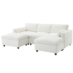 Cloud Modular Sectional Sofa with Storage Pockets and 2 Movable Ottomans