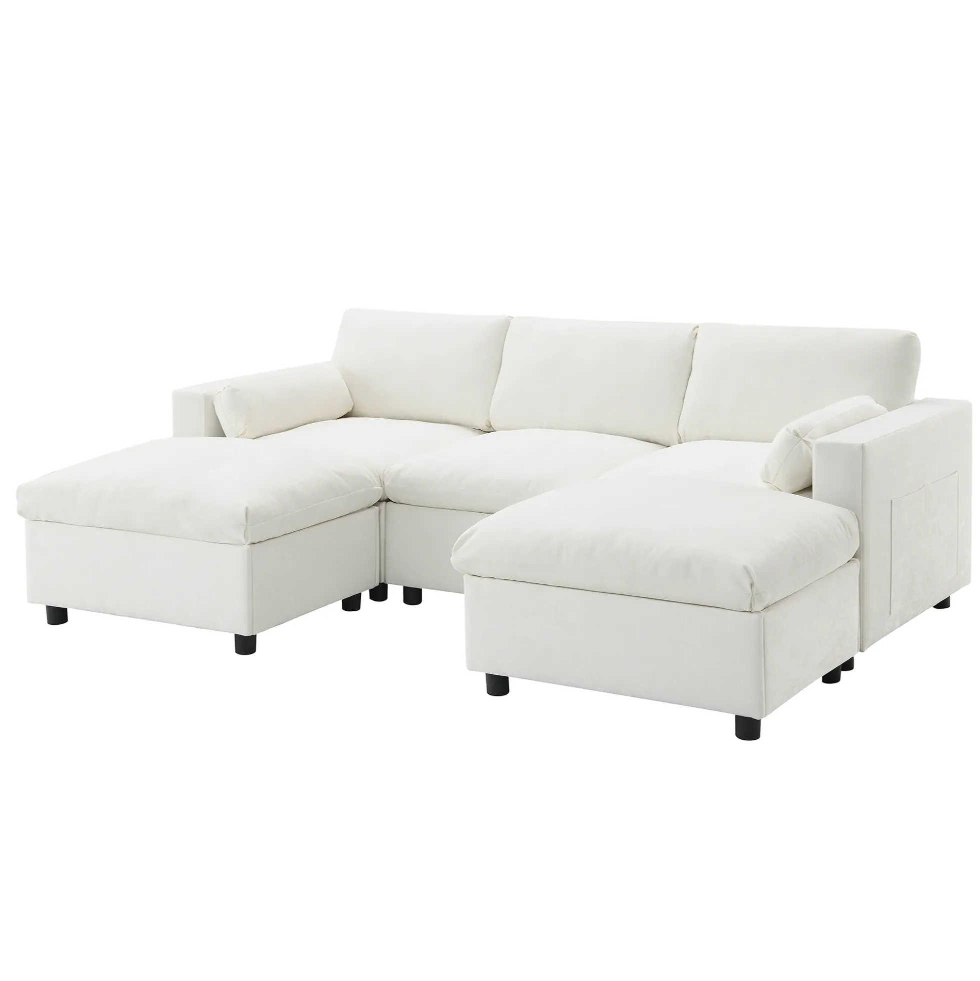 Cloud Modular Sectional Sofa with Storage Pockets and 2 Movable Ottomans