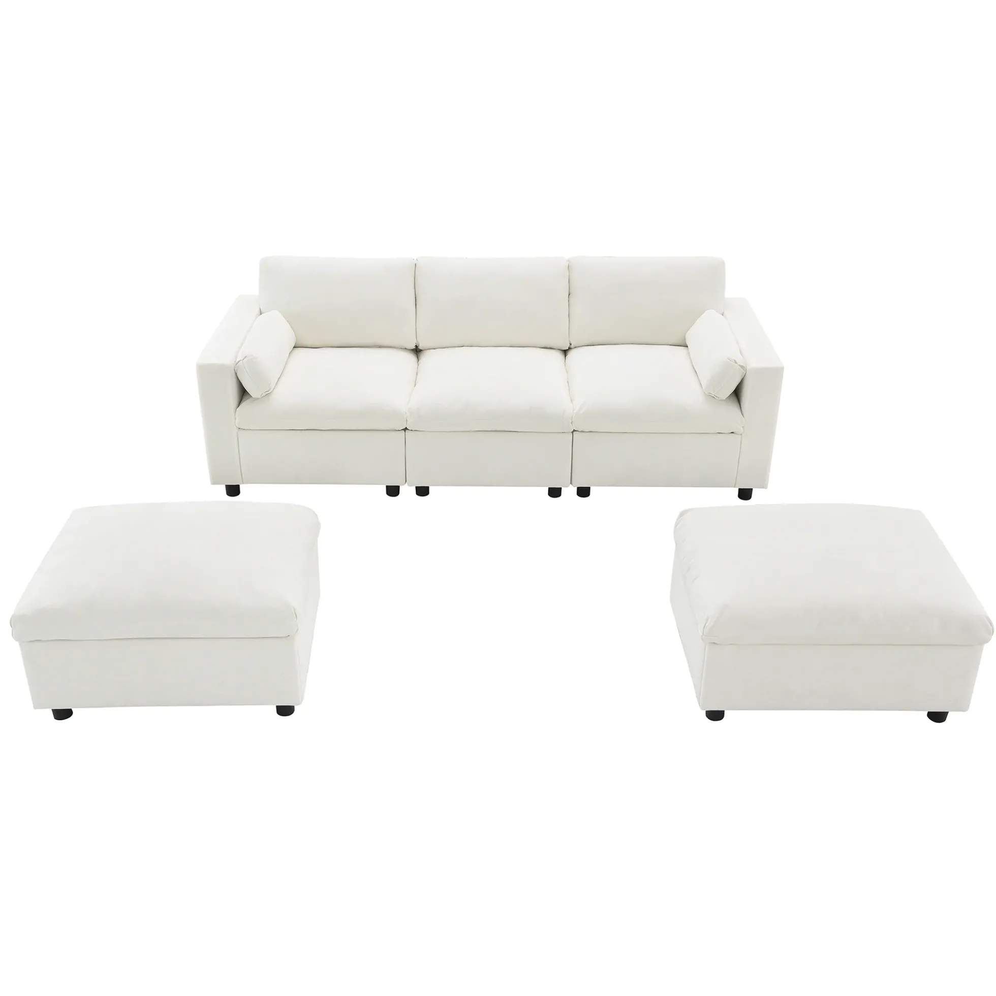 Cloud Modular Sectional Sofa with Storage Pockets and 2 Movable Ottomans