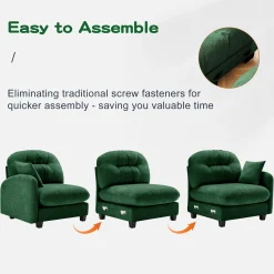 Cloud Tufted Chenille Sectional Loveseat Sofa Couch With Ottoman