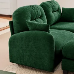 Cloud Tufted Chenille Sectional Loveseat Sofa Couch With Ottoman