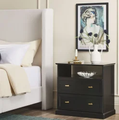 Clyde Modern Farmhouse Easy Assembly 2-Drawer Nightstand Side Table