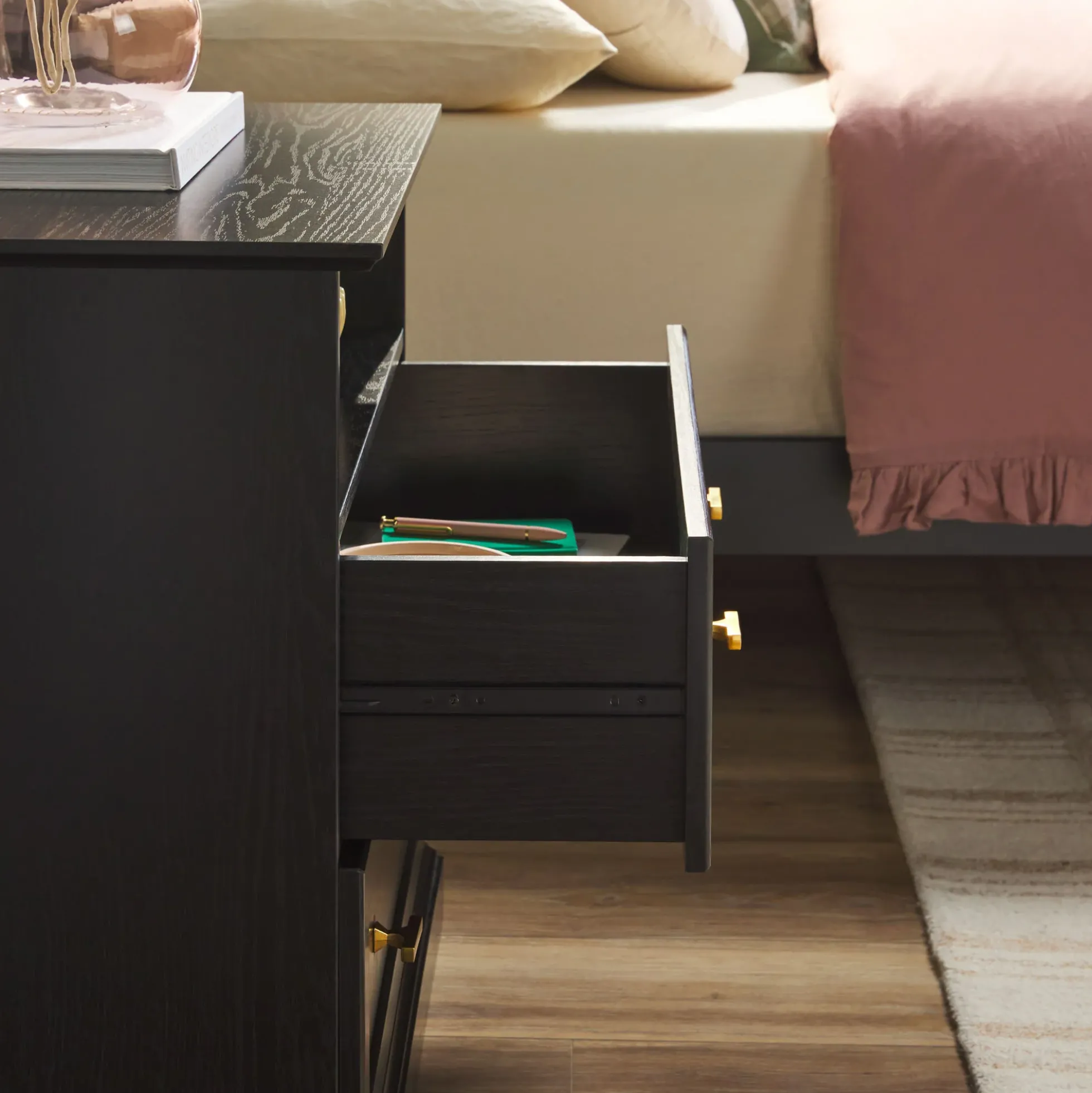 Clyde Modern Farmhouse Easy Assembly 2-Drawer Nightstand Side Table