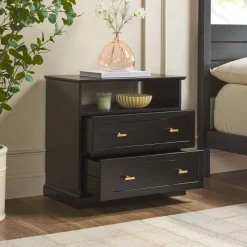 Clyde Modern Farmhouse Easy Assembly 2-Drawer Nightstand Side Table