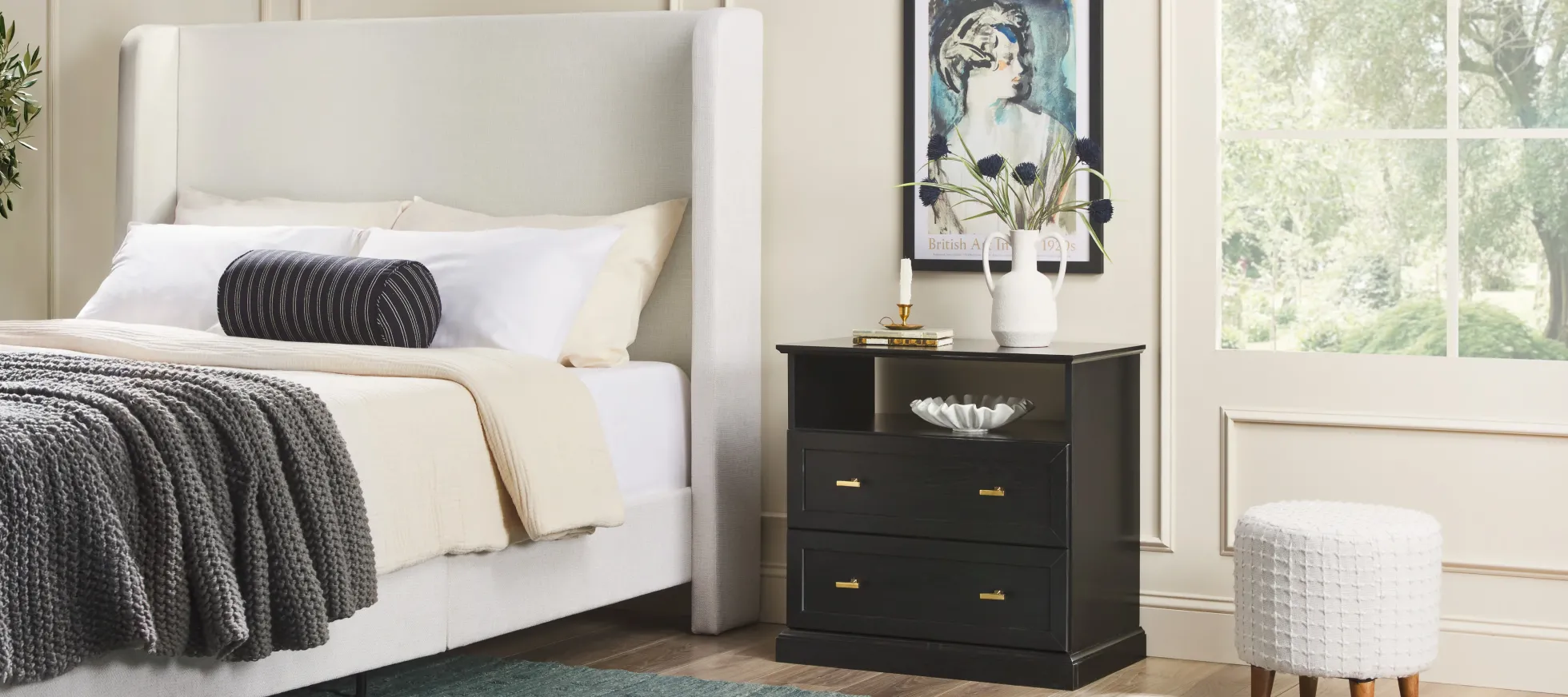 Clyde Modern Farmhouse Easy Assembly 2-Drawer Nightstand Side Table