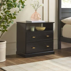 Clyde Modern Farmhouse Easy Assembly 2-Drawer Nightstand Side Table
