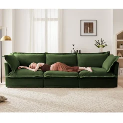 Comfy Chenille Deep Seat Cloud L-Shaped Slipcovered Sectional Sofa