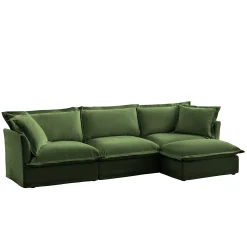 Comfy Chenille Deep Seat Cloud L-Shaped Slipcovered Sectional Sofa