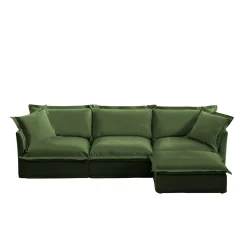 Comfy Chenille Deep Seat Cloud L-Shaped Slipcovered Sectional Sofa
