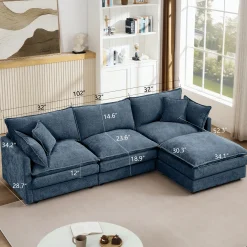 Comfy Cloud Couch Modular Chenille Sectional Sofa