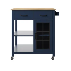 Compact Rolling Kitchen Island Cart with Storage