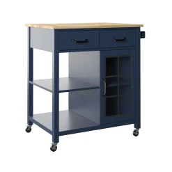 Compact Rolling Kitchen Island Cart with Storage