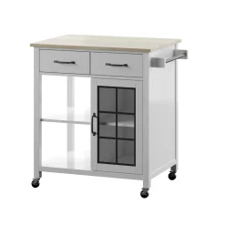 Compact Rolling Kitchen Island Cart with Storage