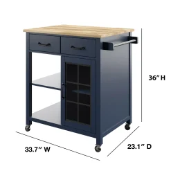 Compact Rolling Kitchen Island Cart with Storage
