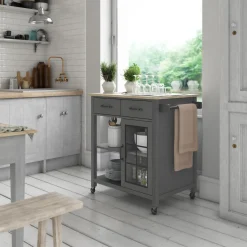 Compact Rolling Kitchen Island Cart with Storage
