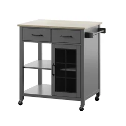Compact Rolling Kitchen Island Cart with Storage