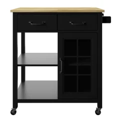 Compact Rolling Kitchen Island Cart with Storage