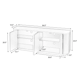 Contemporary Fluted 64' Sideboard Storage Cabinet TV Stand