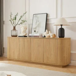 Contemporary Fluted 64' Sideboard Storage Cabinet TV Stand