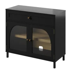 Contemporary Two‑Tone Accent Cabinet with Glass‑Doors