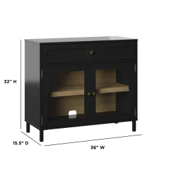 Contemporary Two‑Tone Accent Cabinet with Glass‑Doors