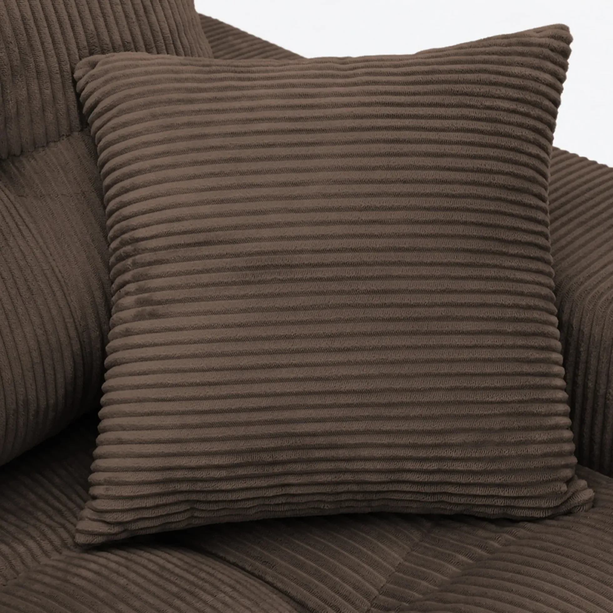 Corduroy Corner Chaise L-Shaped Sectional Sofa Bed with High-Density Sponge
