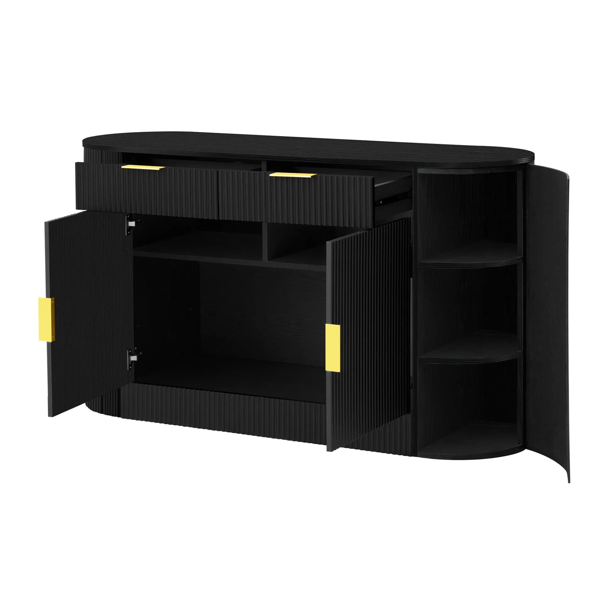 Curve Design Fluted Accent Cabinet Storage - Sideboard / TV Stand