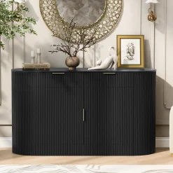 Curve Design Fluted Accent Cabinet Storage - Sideboard / TV Stand