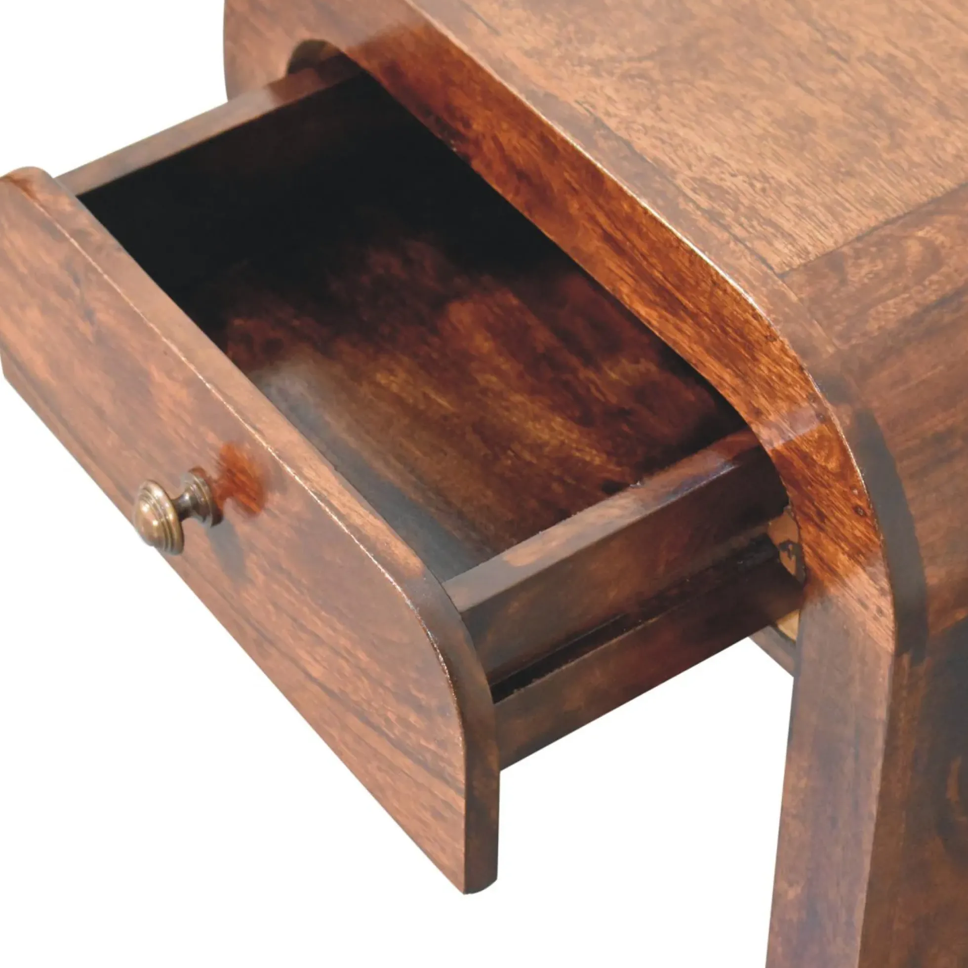 Curve Design Solid Wood Walnut Nightstand
