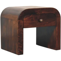 Curve Design Solid Wood Walnut Nightstand