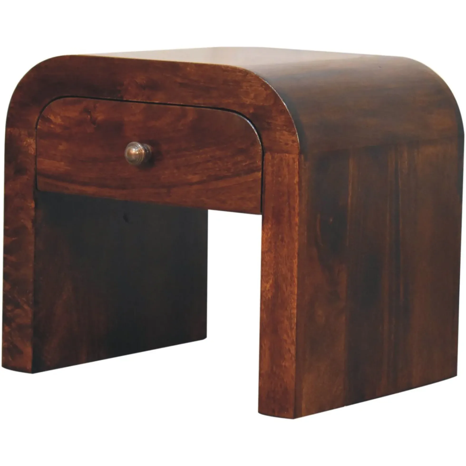 Curve Design Solid Wood Walnut Nightstand