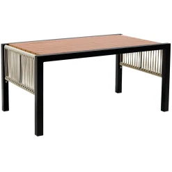 Curve Iron Outdoor Patio Loveseat Sofa Set with Table