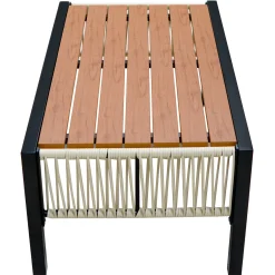 Curve Iron Outdoor Patio Loveseat Sofa Set with Table