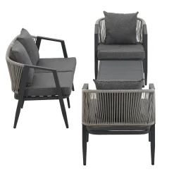Curve Metal Rope Design Outdoor Loveseat Set