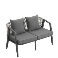 Curve Metal Rope Design Outdoor Loveseat Set
