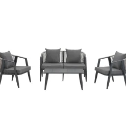 Curve Metal Rope Design Outdoor Loveseat Set