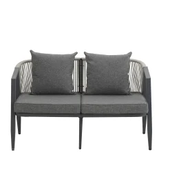 Curve Metal Rope Design Outdoor Loveseat Set