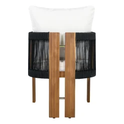 Curve Teak Wood Rope 5-Piece Outdoor Patio Dining Set for 4