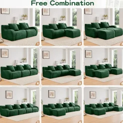 Curved Ergonomic Design L-Shaped Teddy Loveseat Sofa
