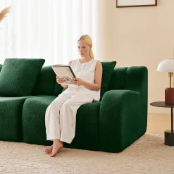 Curved Ergonomic Design L-Shaped Teddy Loveseat Sofa