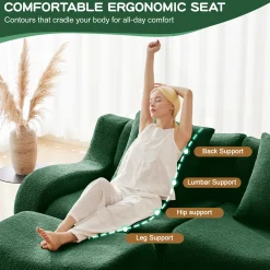 Curved Ergonomic Design L-Shaped Teddy Loveseat Sofa