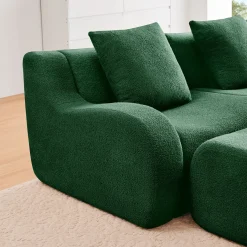 Curved Ergonomic Design L-Shaped Teddy Loveseat Sofa