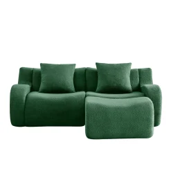Curved Ergonomic Design L-Shaped Teddy Loveseat Sofa